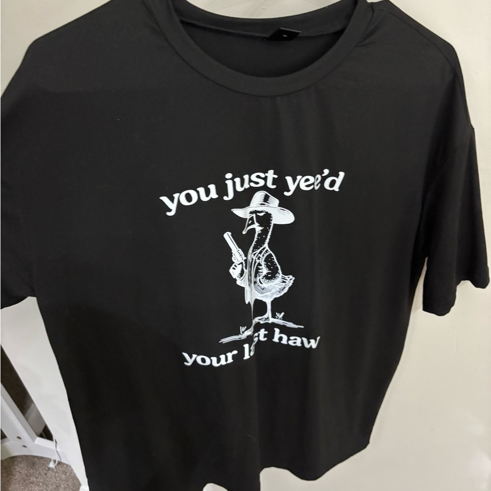 SHEIN Black Tee with White Graphic